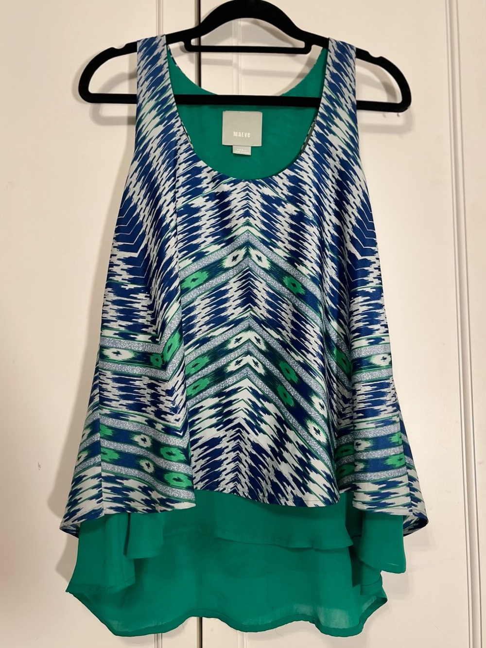 Maeve Blue & Green Patterned Racerback Camisole Womens Size Small